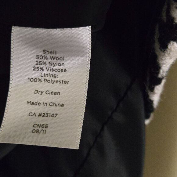 Talbots Black White Wool Blend Houndstooth Moto Style Zip Closure Jacket Size 8 - Picture 6 of 6